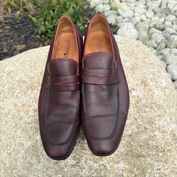 Florsheim Men's Penny Loafers Burgundy Leather Size 13D Slip-On Casual Shoes - Picture 2 of 9